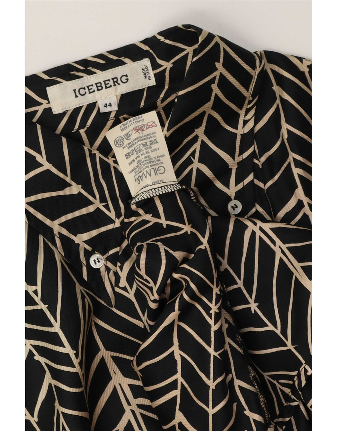 Bluză Cămașă Femei Iceberg IT 44 Medium Negru Geometric Mătase