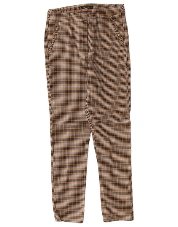 Pantaloni chino subțiri pentru femei Zara Mici L26 L27 Maro Viscoză Gingham