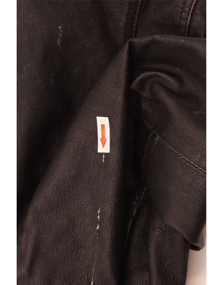 Jachetă de piele vintage pentru femei UK 10 Mic din piele neagră