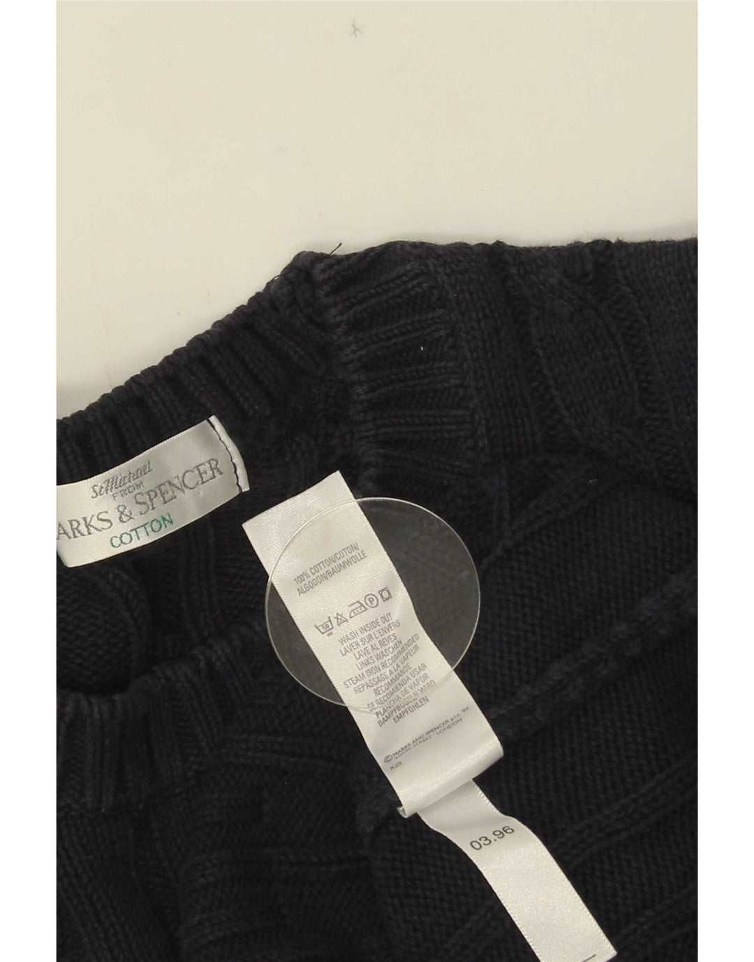 Pulover pentru bărbați Marks & Spencer cu gât crew pulover mediu din bumbac bleumarin
