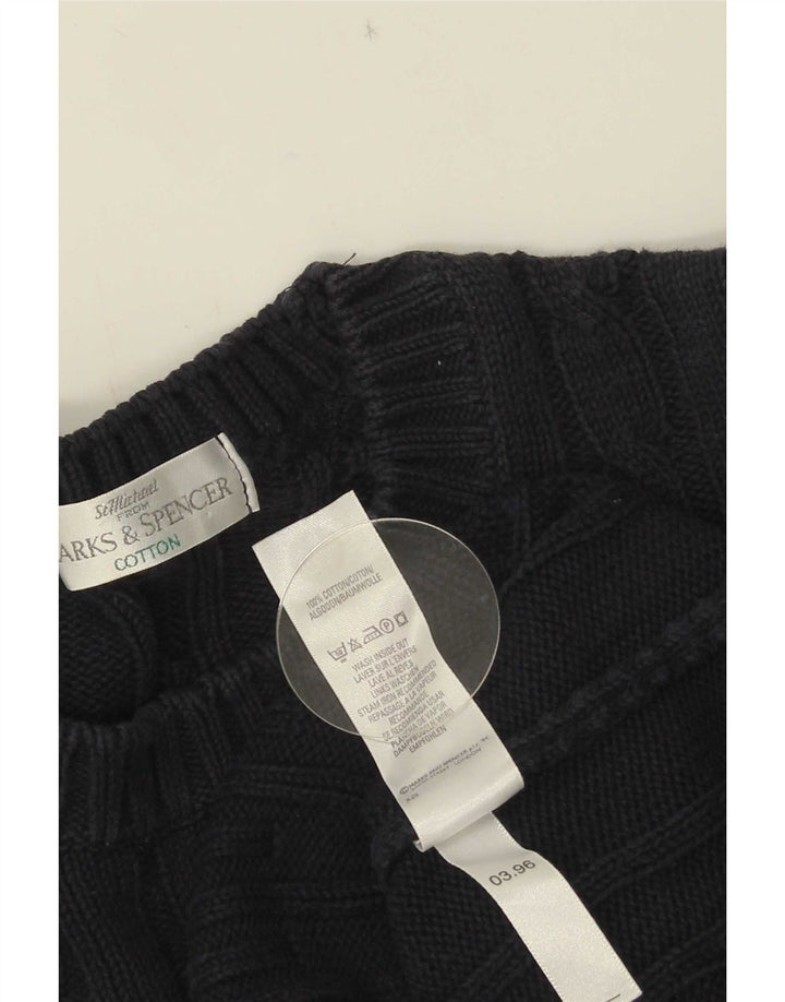 Pulover pentru bărbați Marks & Spencer cu gât crew pulover mediu din bumbac bleumarin