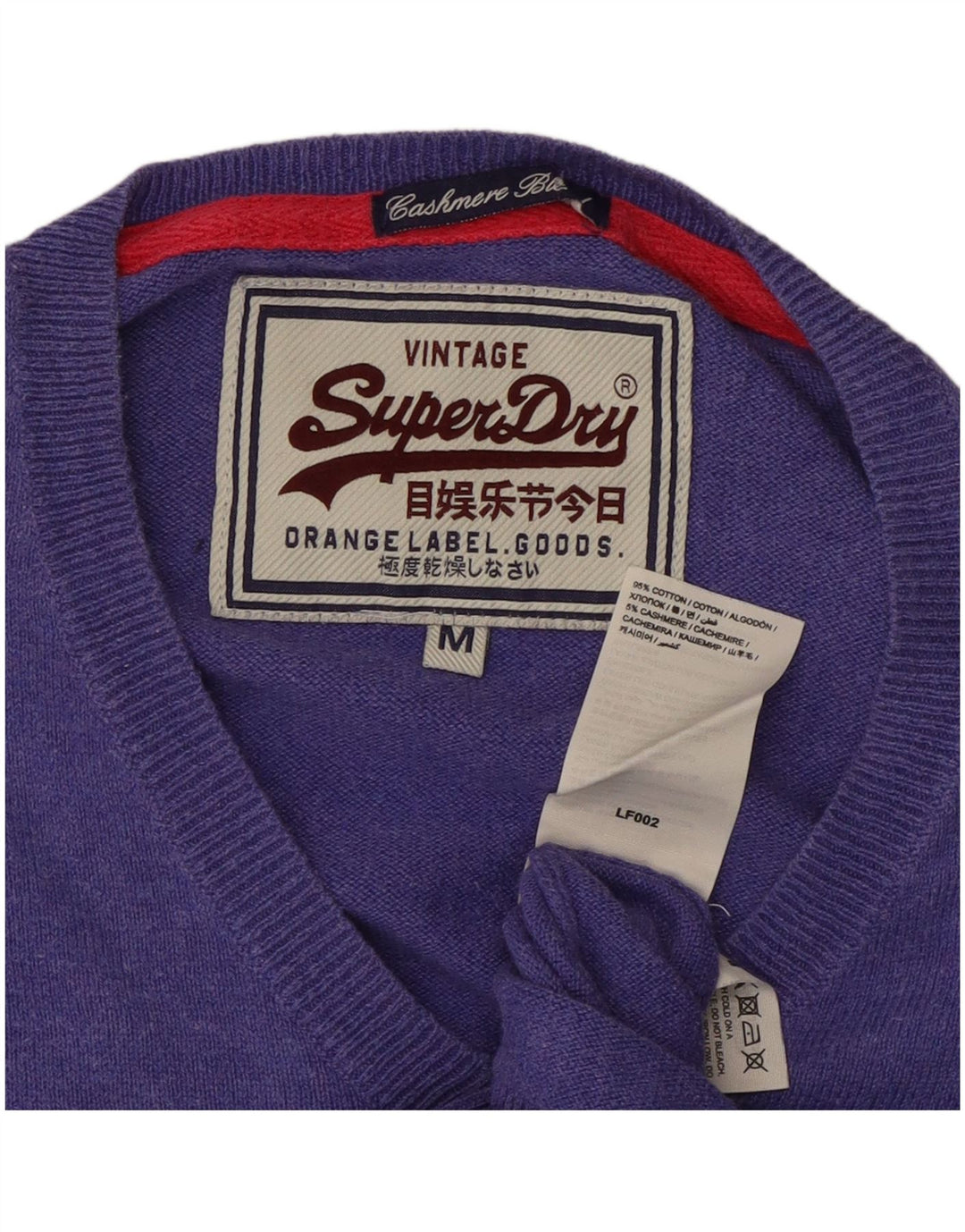 SUPERDRY Pulover cu decolteu în V pentru femei UK 14 Bumbac violet mediu