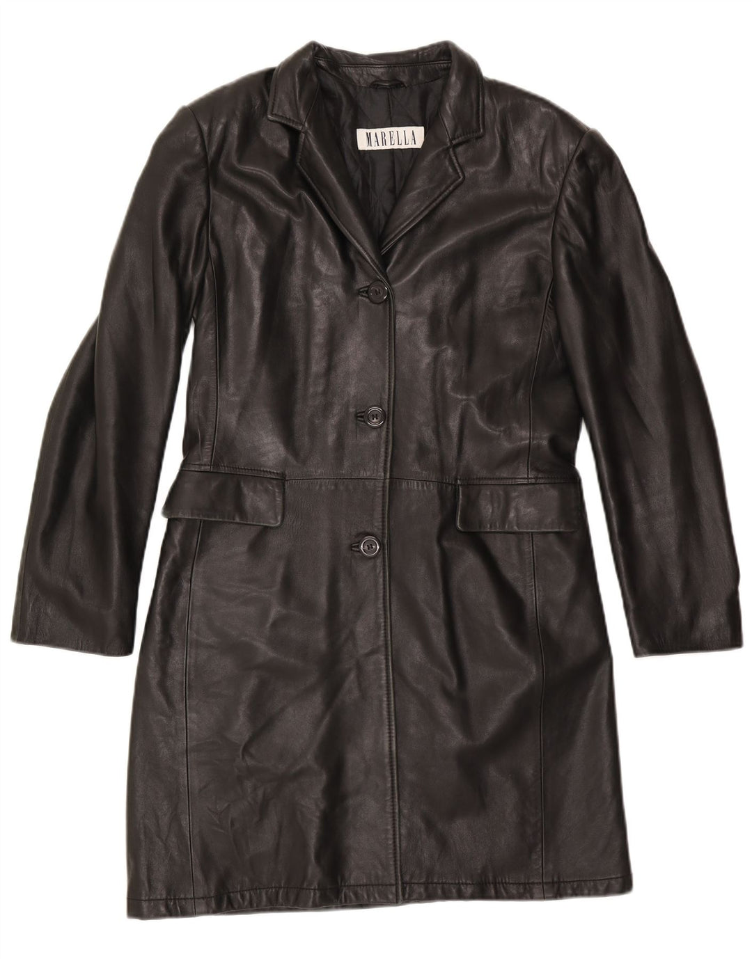 Palton de piele pentru femei Marella UK 12 Piele neagră medie