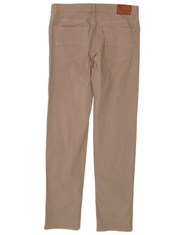 Trussardi Pantaloni Drepți Casual Bărbați L37 L35 Bumbac Bej