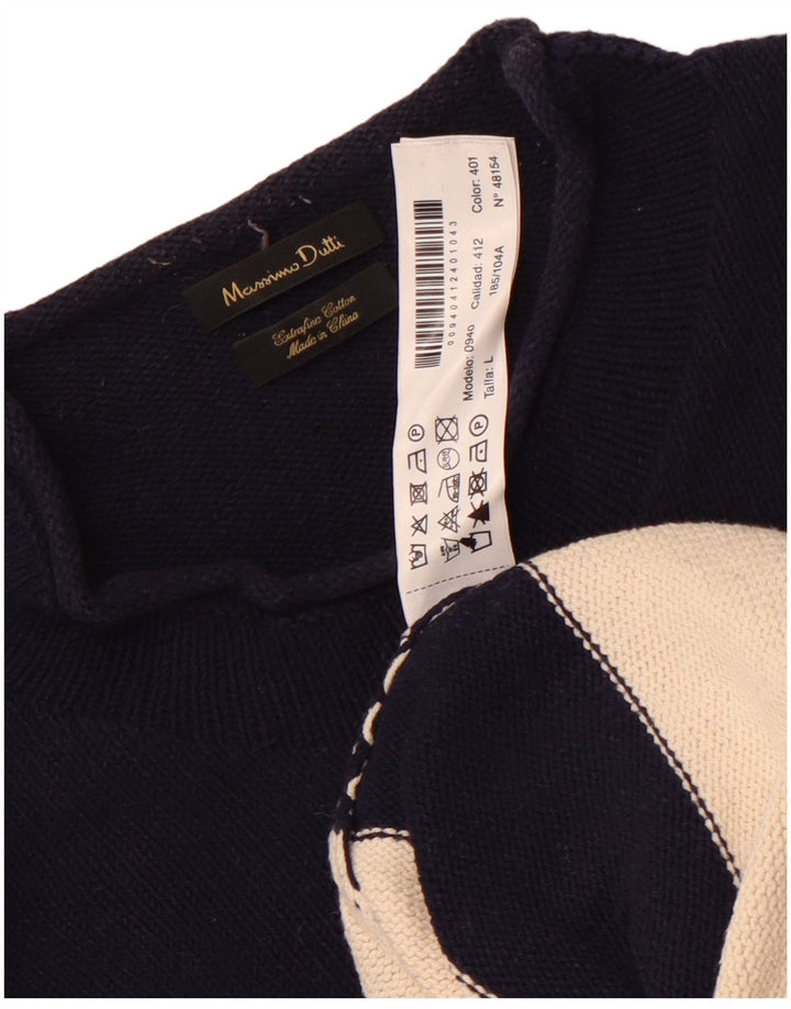 Massimo Dutti Pulover pentru bărbați cu gât țestoasă din bumbac mare, albastru bleumarin