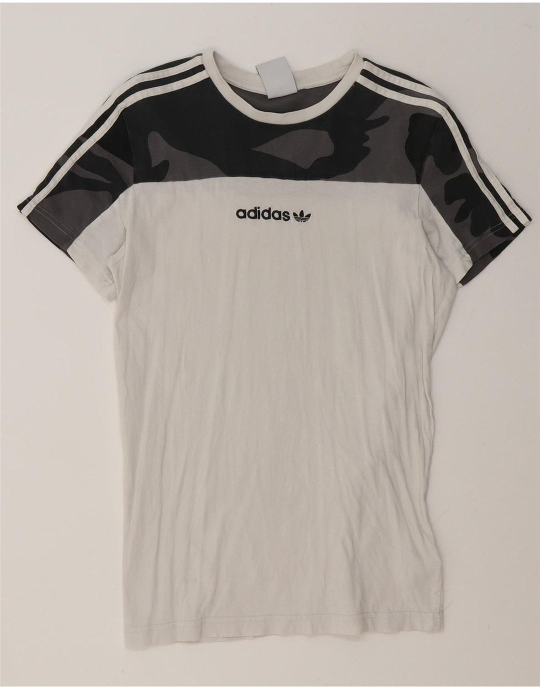 Tricou pentru bărbați Adidas Top mic, alb, din bumbac camuflat