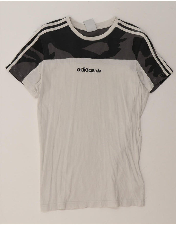 Tricou pentru bărbați Adidas Top mic, alb, din bumbac camuflat