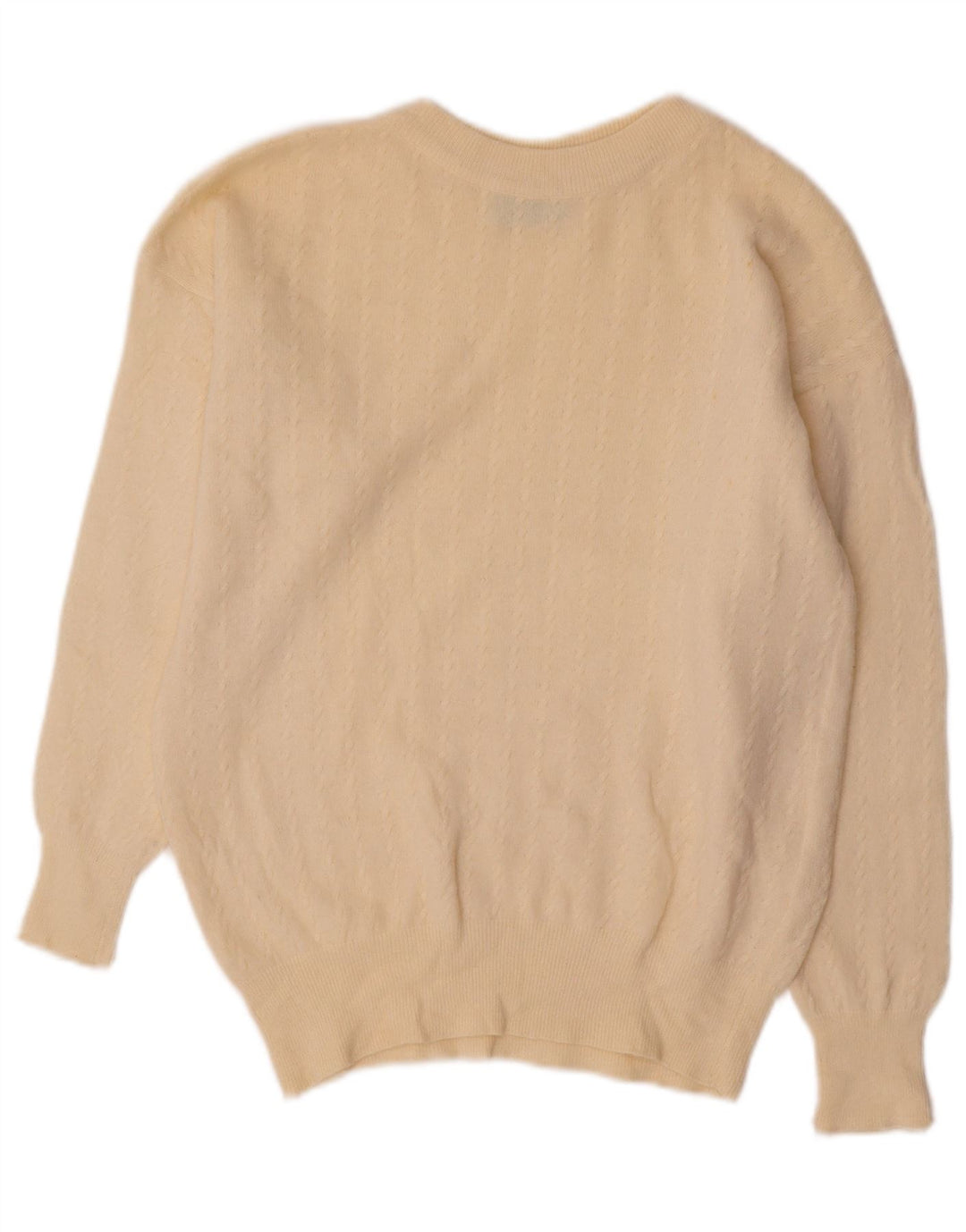 BENETTON Pulover Crop Crew Deck pentru femei UK 12 Medium Off White