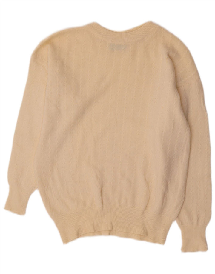 BENETTON Pulover Crop Crew Deck pentru femei UK 12 Medium Off White