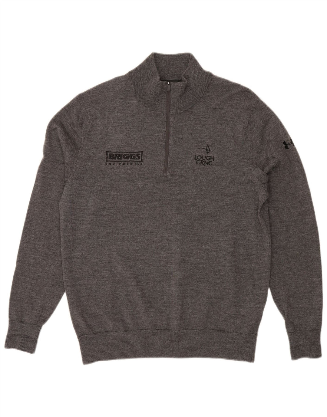 Pulover pentru bărbați, înalt, grafic, cu fermoar, cu gât, gri mediu