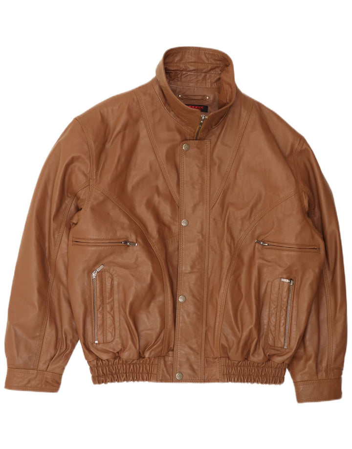 Jachetă de piele pentru bărbați MADDOX UK 42 XL din piele maro