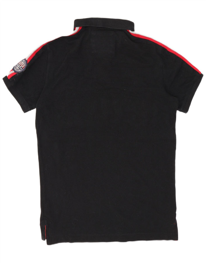 Tricou polo cu grafică pentru bărbați SUPERDRY, bumbac color bloc negru mediu