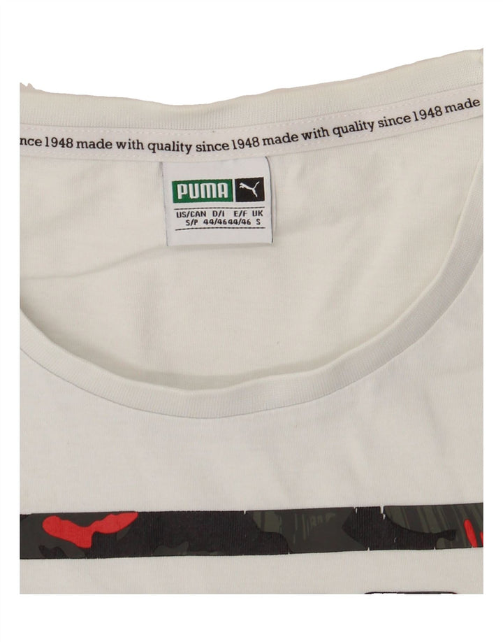 PUMA Mens Graphic T-Shirt Top Small White Cotton Vintage Puma and Second-Hand Puma from Messina Hembry 