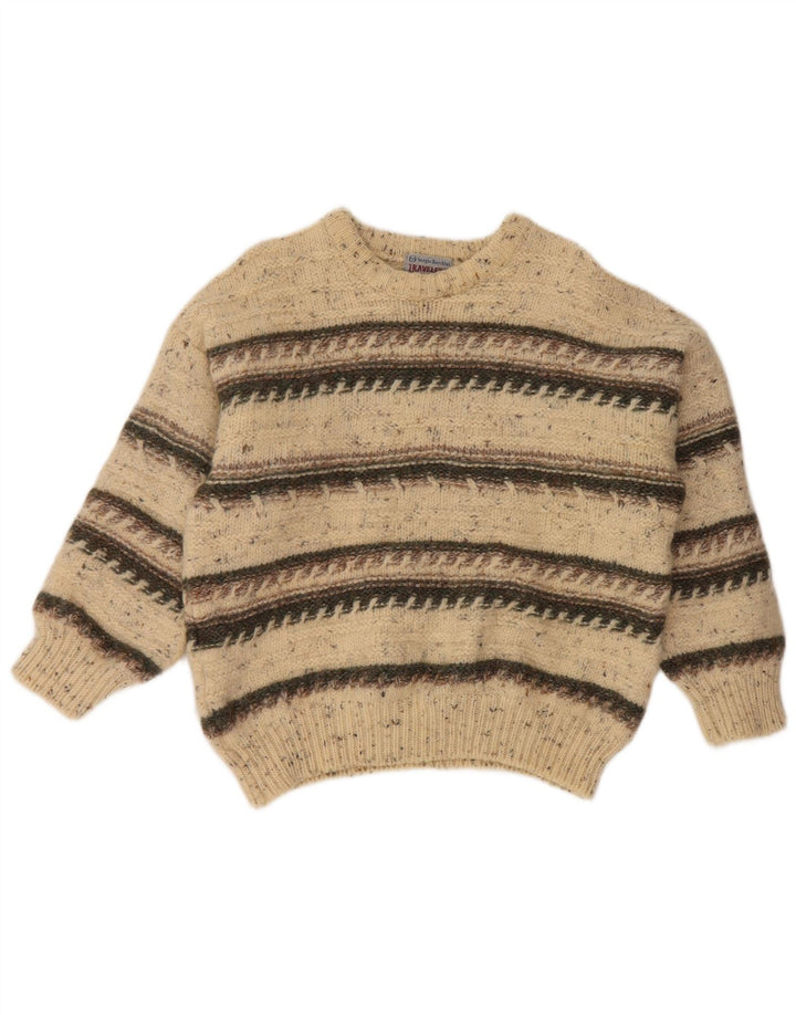 SERGIO TACCHINI Pulover pentru femei cu decolteu rotund UK 16 mare, bej, cu dungi