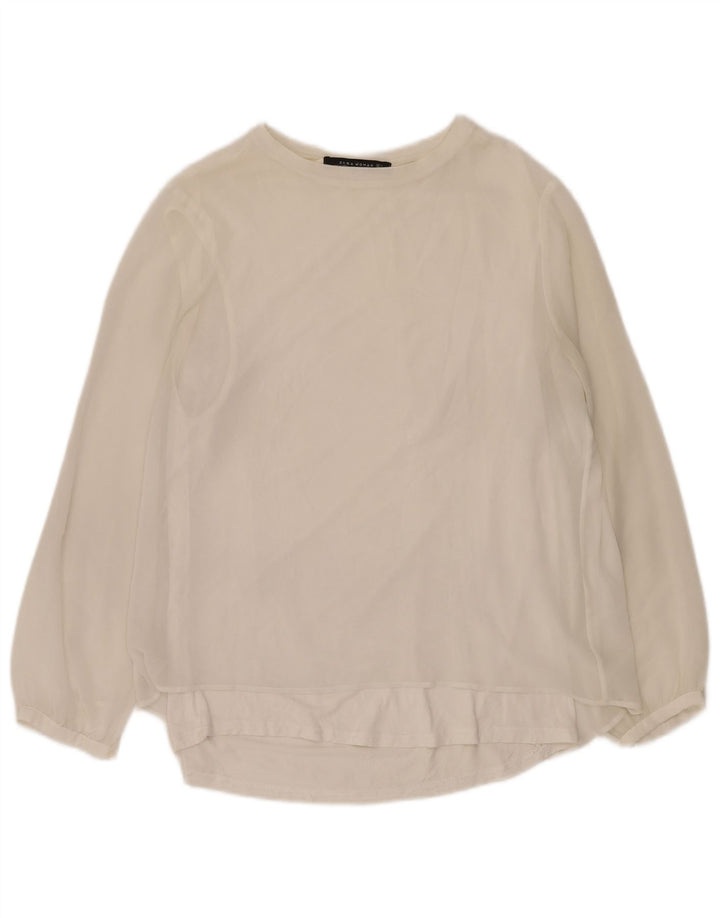 Bluză cu mânecă lungă pentru femei See Through Zara UK 16 Large White