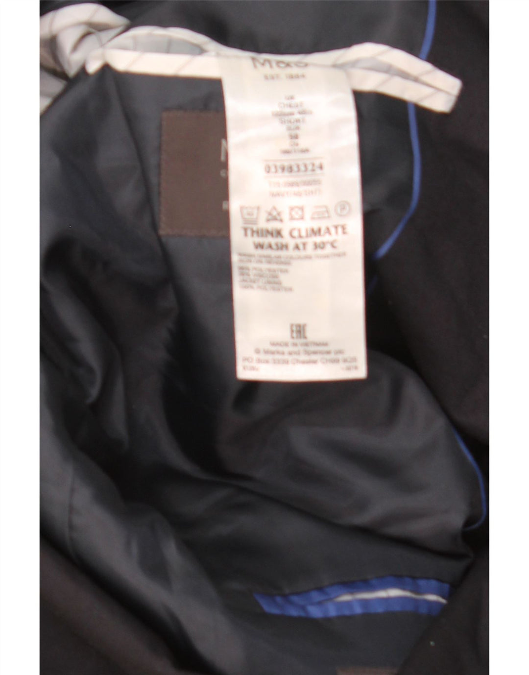 Jachetă pentru bărbați Marks & Spencer, cu 2 nasturi, EU 50, bleumarin mediu