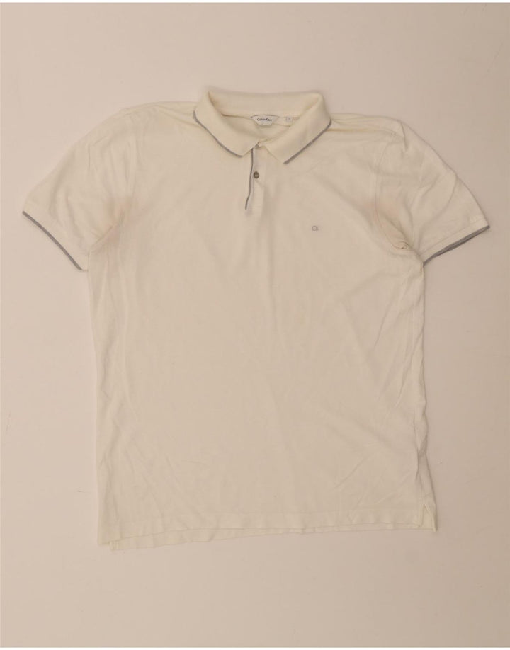 Cămașă polo Calvin Klein pentru bărbați, mare, alb, bumbac