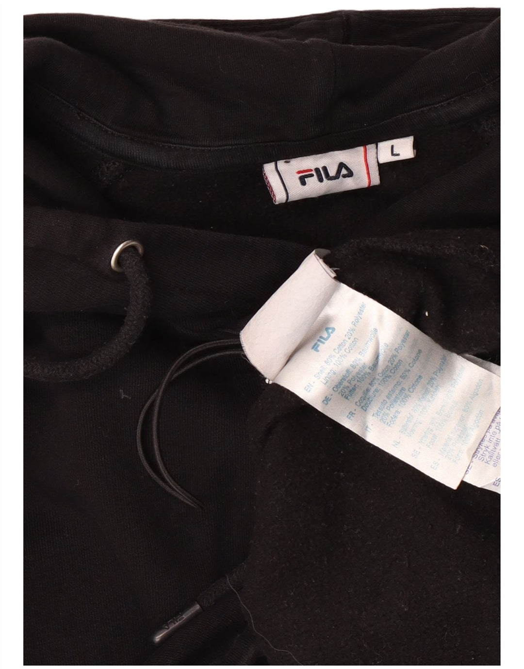 Pulover pentru damă FILA Crop Oversized Hoodie UK 16, mare, negru, bumbac