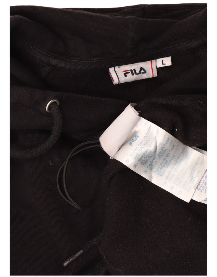 Pulover pentru damă FILA Crop Oversized Hoodie UK 16, mare, negru, bumbac
