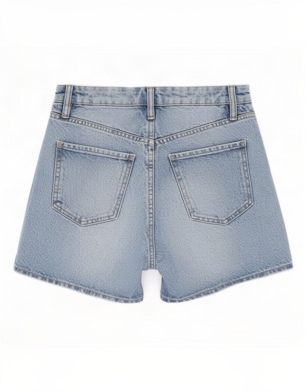 Pantaloni scurți din denim învechit pentru femei cu talie înaltă Zara EU 32 2XS W22 Bumbac albastru