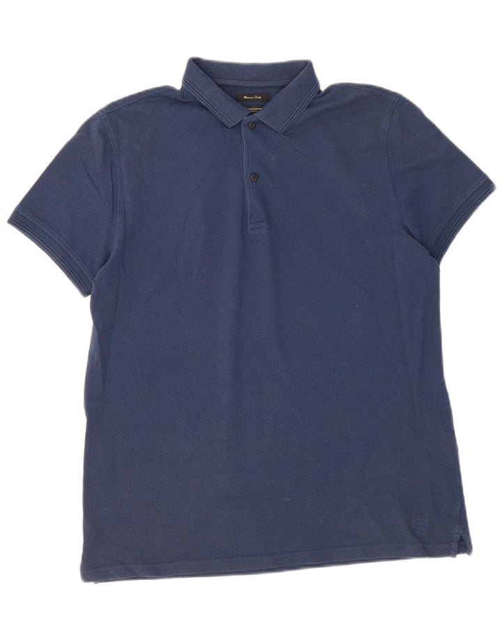 Tricou polo Massimo Dutti pentru bărbați, bumbac, albastru bleumarin mediu