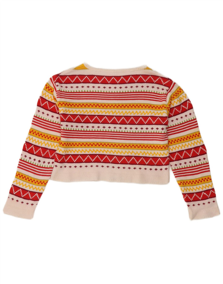 Pulover vintage pentru femei cu gât de barcă UK 12 mediu multicolor