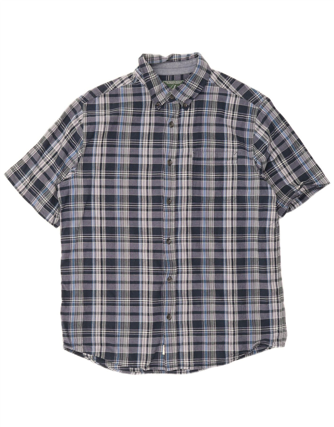 Cămașă Woolrich pentru bărbați, cu mânecă scurtă, cu tăiere obișnuită, mare, albastru, carouri din bumbac