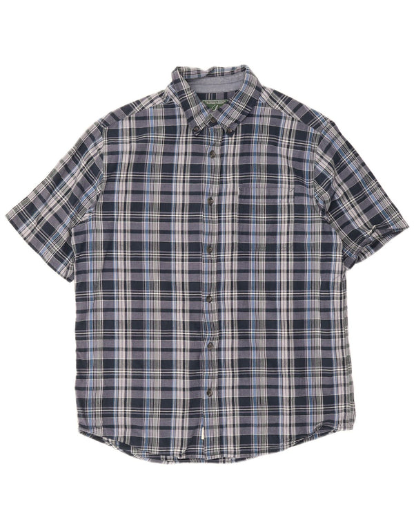 Woolrich Mens Short Sleeve Regular Fit Shirt Large Blue Plaid Cotton
