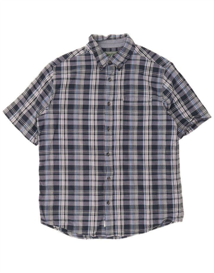 Cămașă Woolrich pentru bărbați, cu mânecă scurtă, cu tăiere obișnuită, mare, albastru, carouri din bumbac