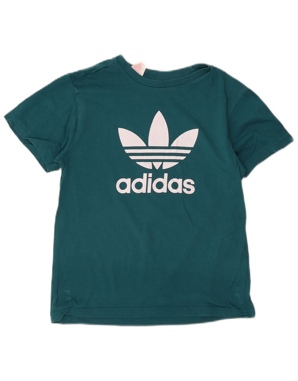 Adidas Boys Graphic T-Shirt Top 11-12 Years Green Cotton