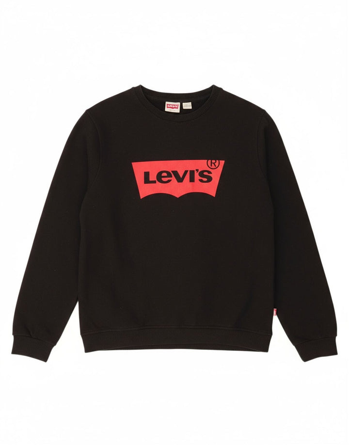 LEVI'S Womens Graphic Sweatshirt Jumper UK 16 Large Black Cotton