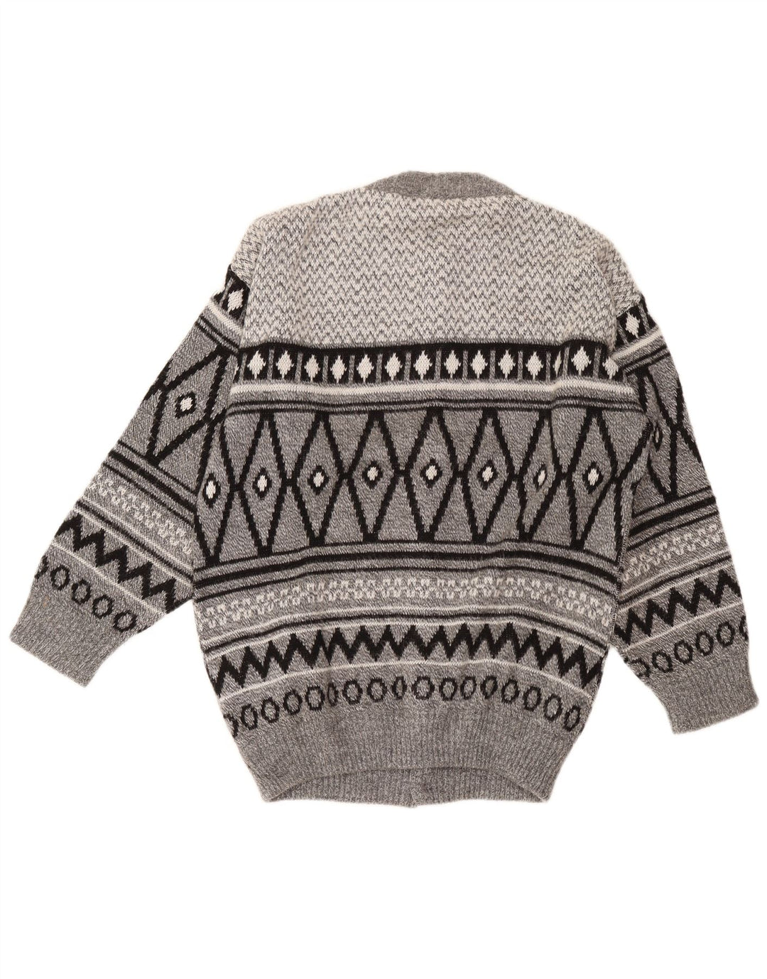 Cardigan vintage pentru bărbați, mare, gri Argyle/Diamond