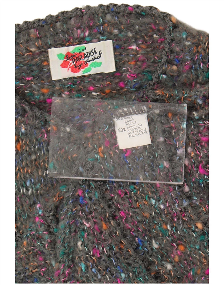 Pulover Cardigan Vintage pentru femei UK 16 Lână mare, gri cu pete