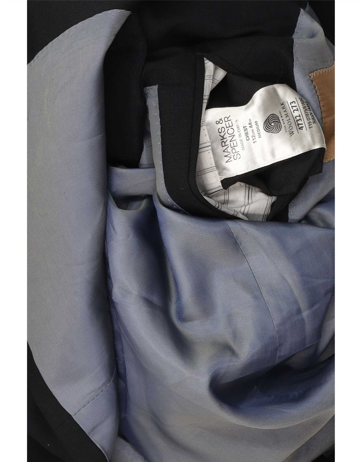 Jachetă pentru bărbați Marks & Spencer, cu 3 nasturi, UK 44 XL Lână bleumarin