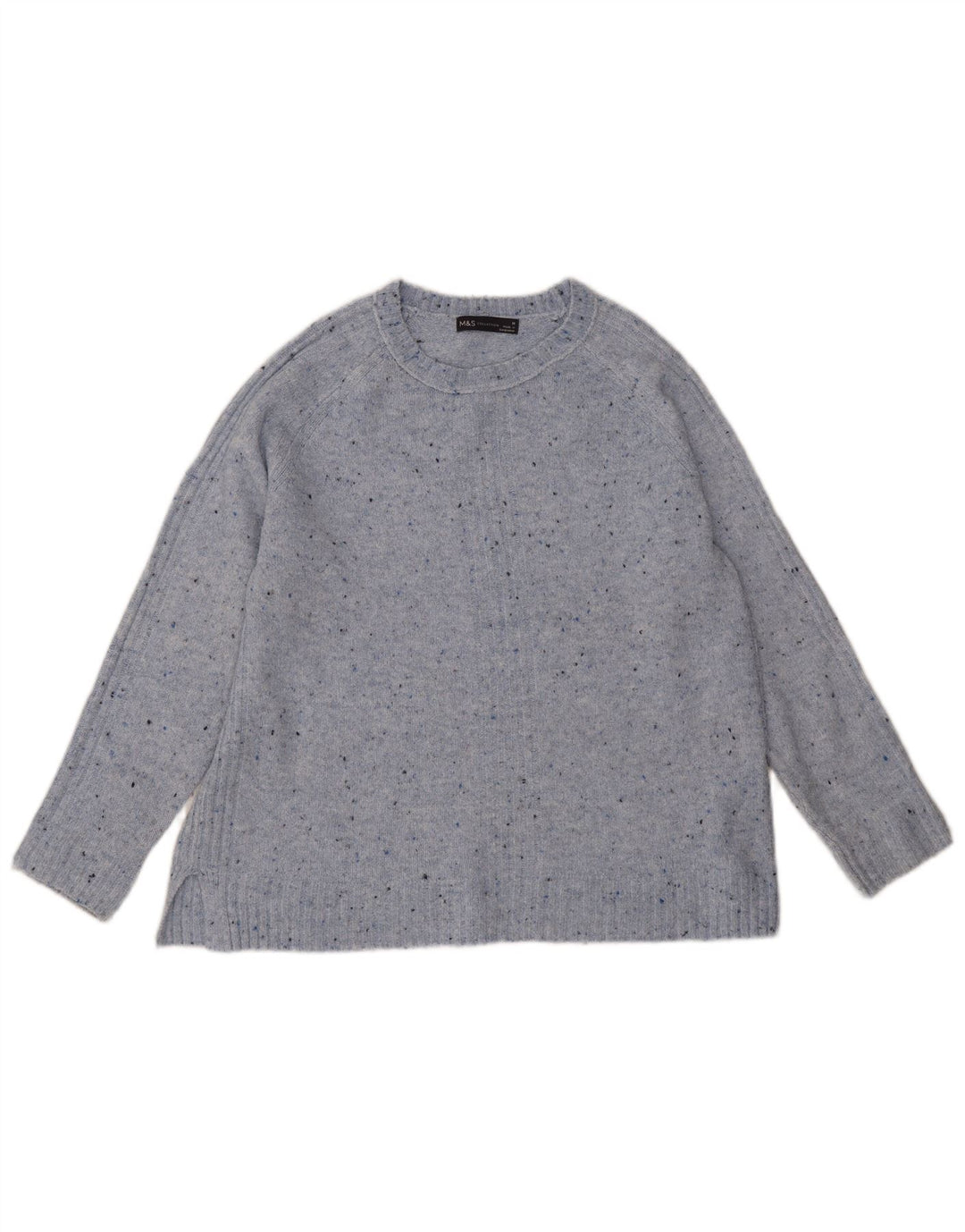 Pulover pentru femei Marks & Spencer, cu gât de barcă, UK 14 Medium Blue Flecked