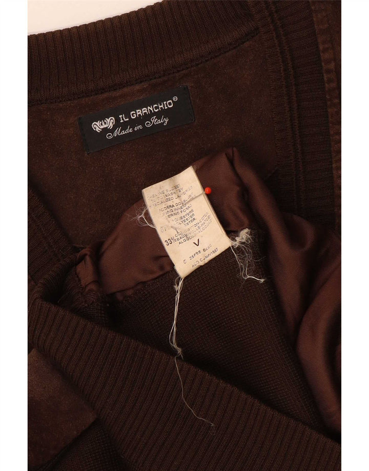 Pulover cardigan bărbătesc din piele de căprioară pentru bărbați Il Granchio, lână maro mare
