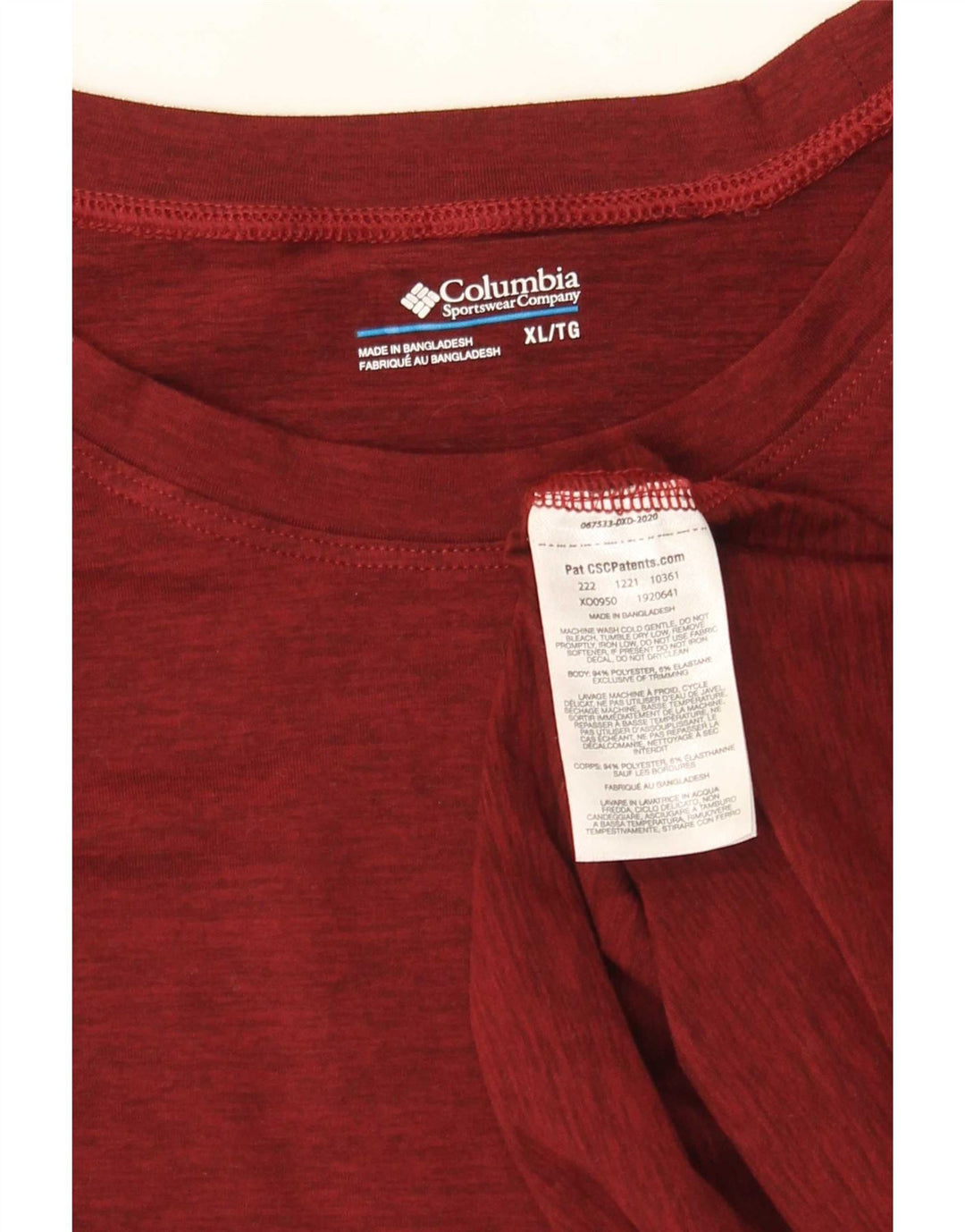 Tricou pentru bărbați Columbia Top XL Bordeaux Poliester