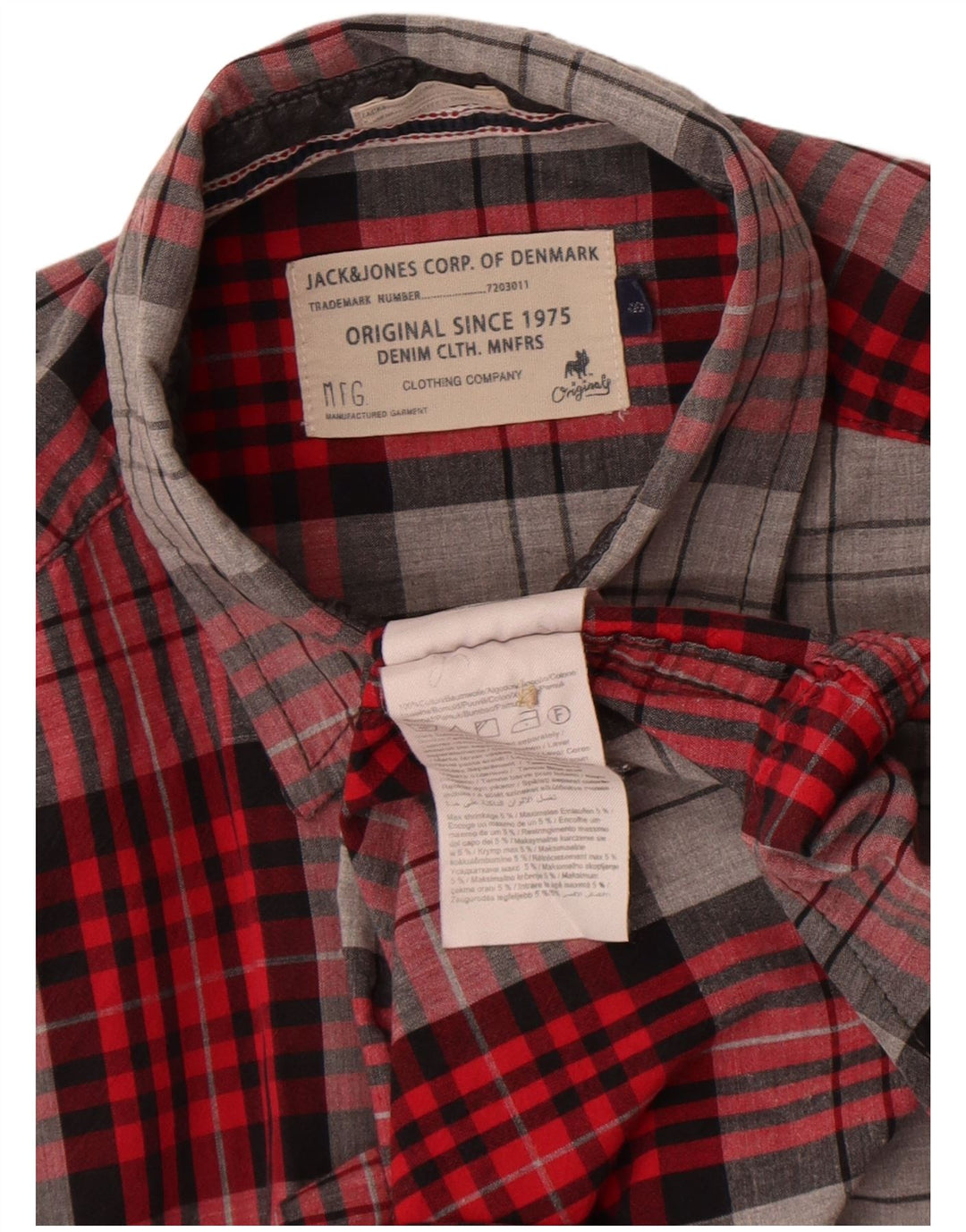 Cămașă de flanel Jack & Jones pentru bărbați, bumbac cu carouri mici, roșii
