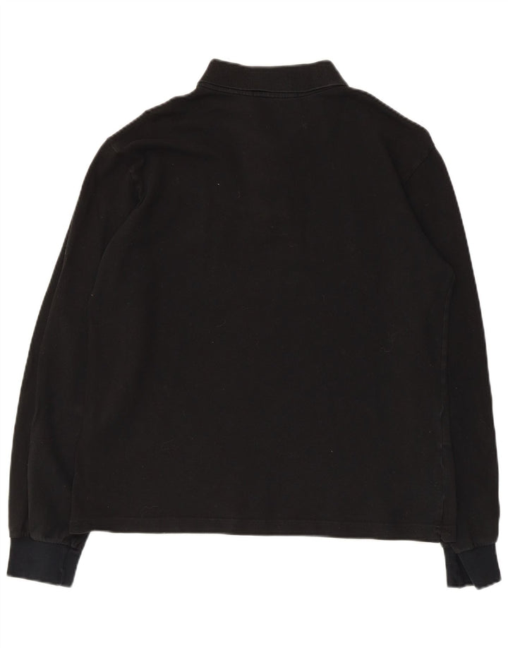 Cămașă polo cu mânecă lungă pentru bărbați Fred Perry, bumbac mediu negru