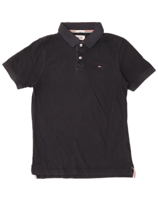 Tricou polo Tommy Hilfiger pentru bărbați, bumbac mediu negru