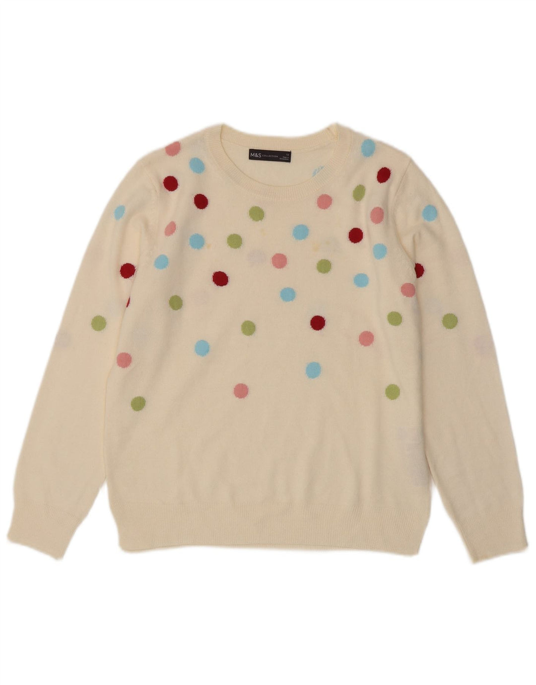 Pulover pentru femei Marks & Spencer cu decolteu triplu UK 12 Medium Off White