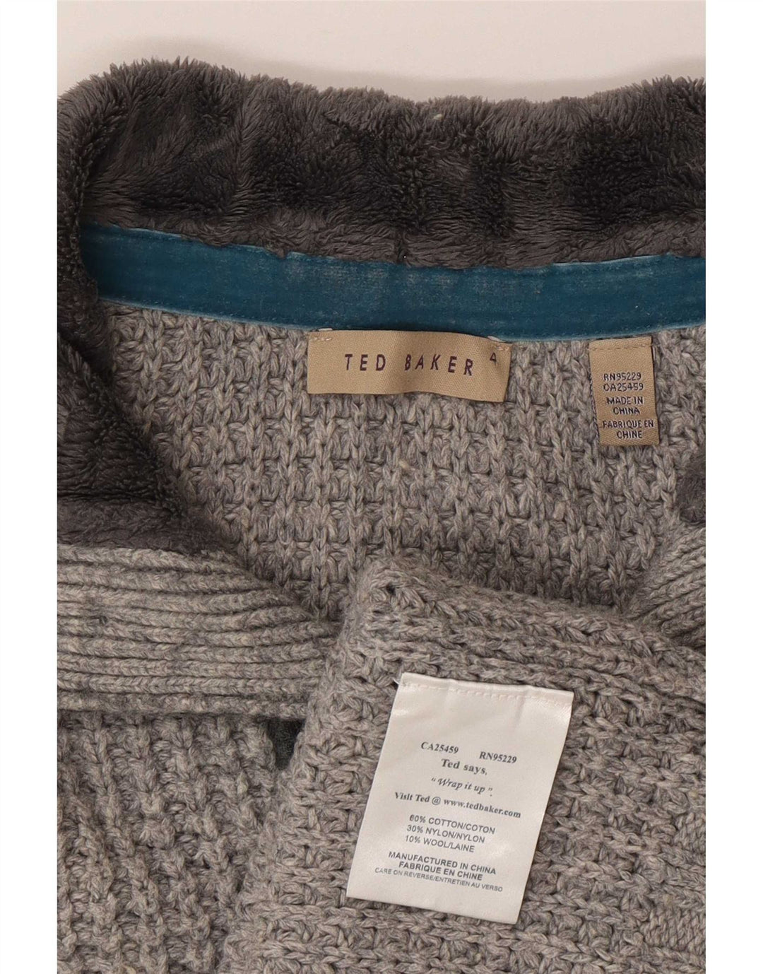 Pulover pentru bărbați Ted Baker, cu gât cu nasturi, mărime 4, bumbac gri mare