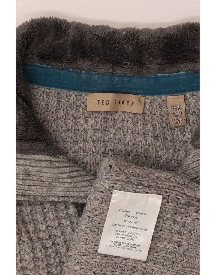 Pulover pentru bărbați Ted Baker, cu gât cu nasturi, mărime 4, bumbac gri mare
