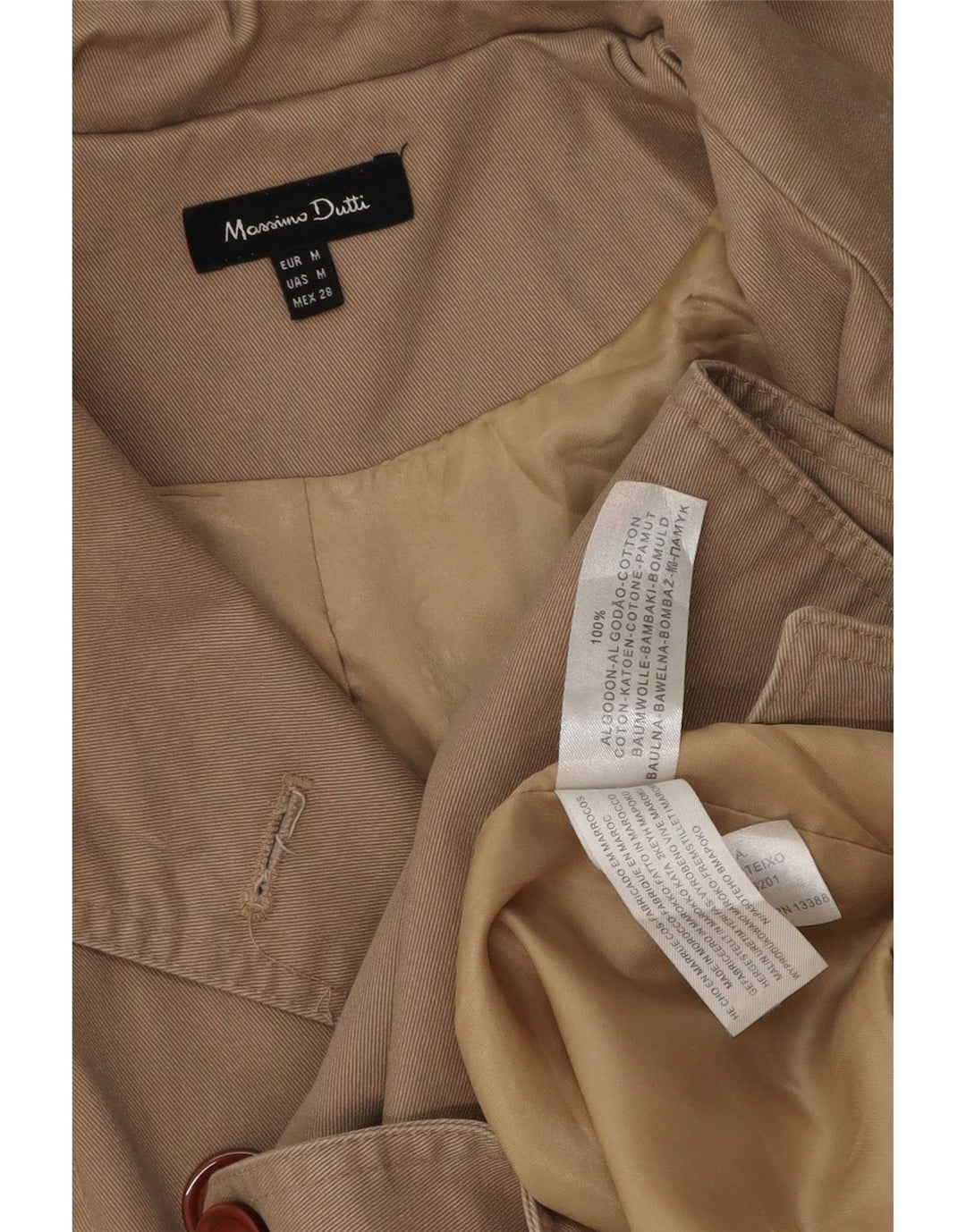 Trenci pentru femei Massimo Dutti UK 14 bumbac mediu bej