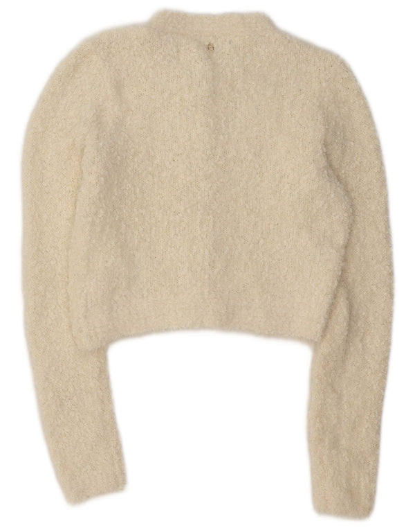 Pulover Guess pentru femei Crop Cardigan UK 10 Small Poliester alb