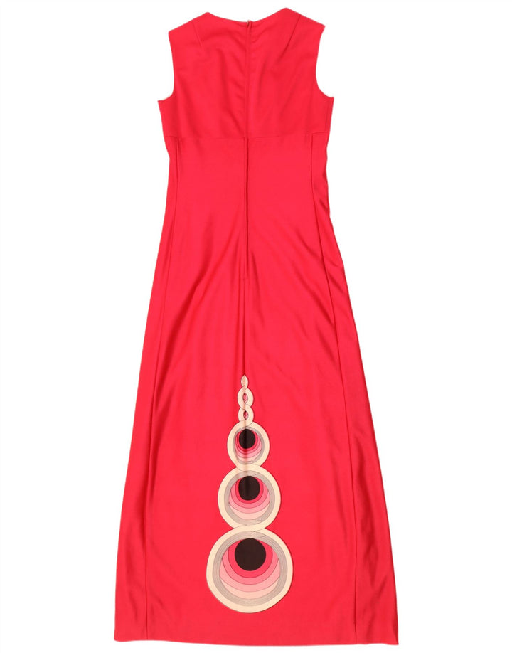 Rochie maxi fără mâneci cu grafică vintage pentru femei UK 10 mic roz