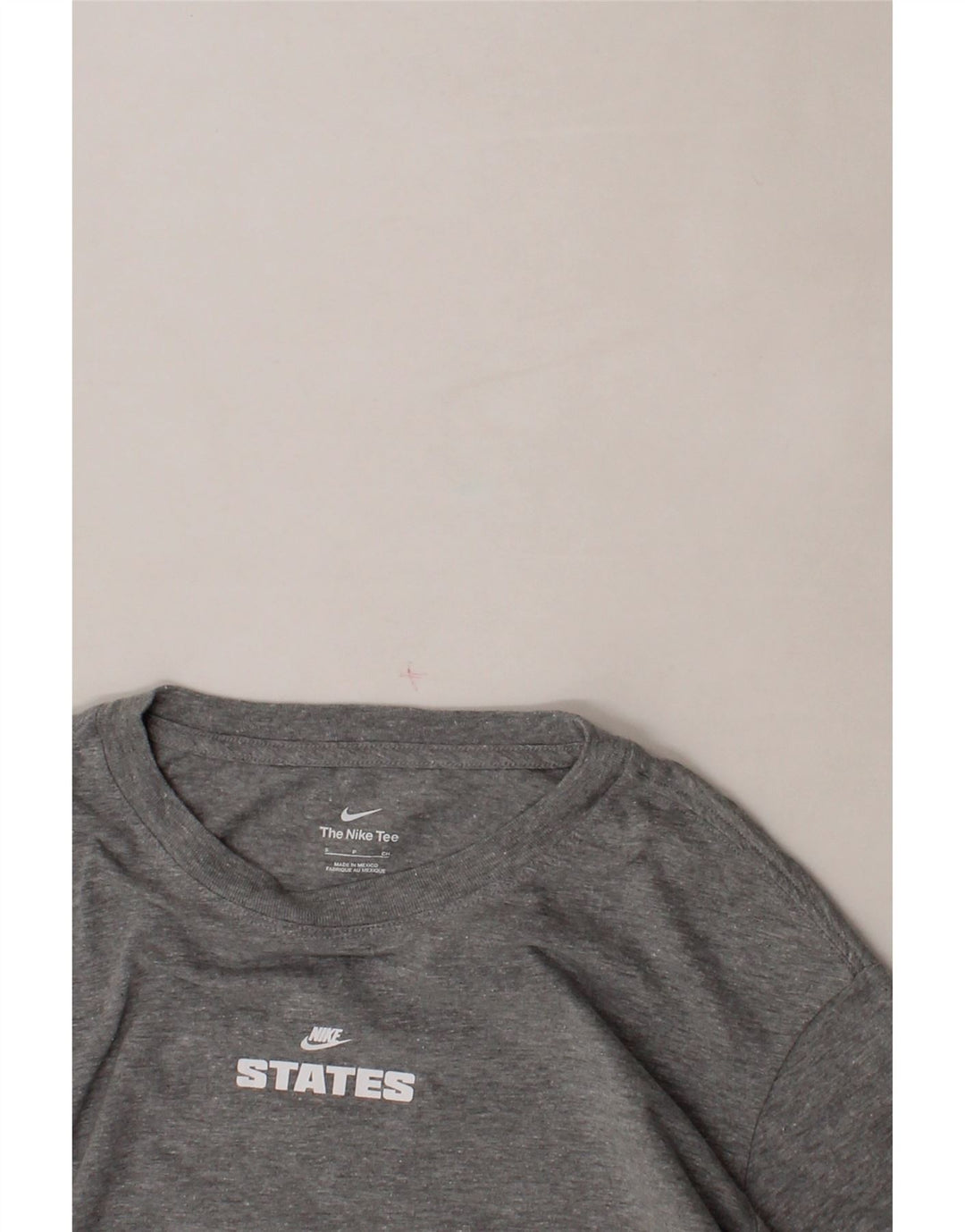 NIKE Womens Oversized Crop Graphic Top Long Sleeve UK 10 Small Grey Cotton Vintage Nike and Second-Hand Nike from Messina Hembry 