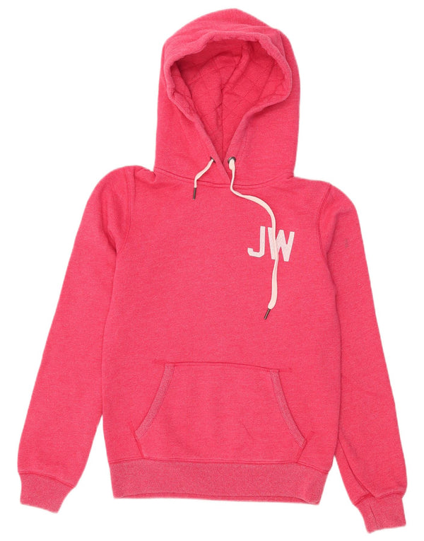 Jack Wills Pulover cu glugă cu grafic pentru femei UK 8 mic bumbac roz