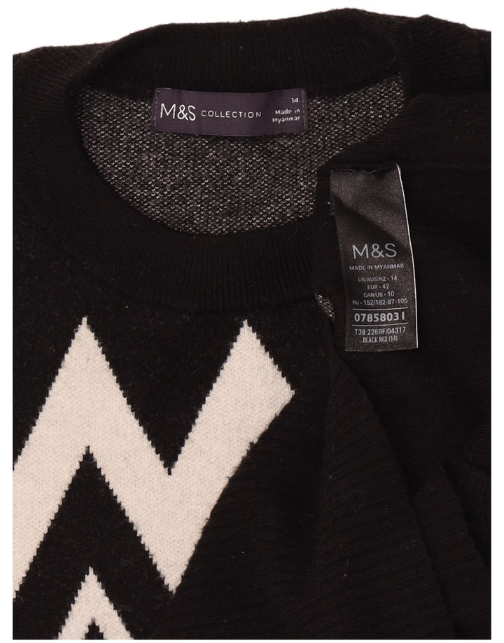 Pulover pentru femei Marks & Spencer cu decolteu triplu UK 14 Medium Negru
