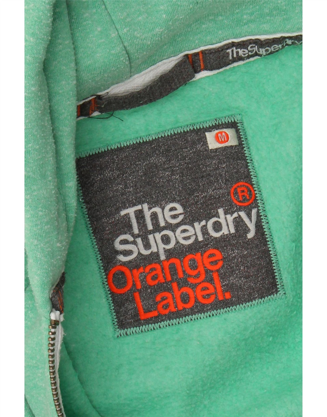 Pulover Superdry pentru femei cu fermoar, UK 12, bumbac cu pete verde mediu